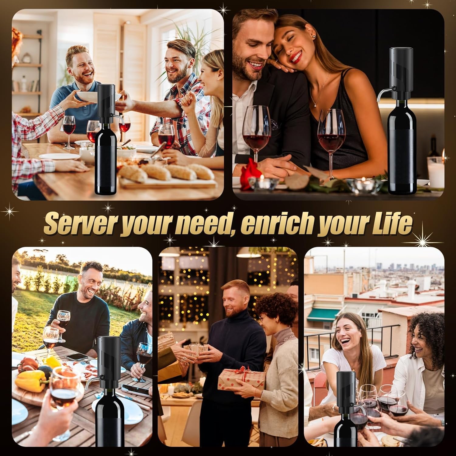Wine Aerator Electric Wine Decanter Automatic Wine Aerator Portable One Touch Wine Dispenser Rechargeable Wine Pourer Wine Gifts for Wine Lovers and Parties