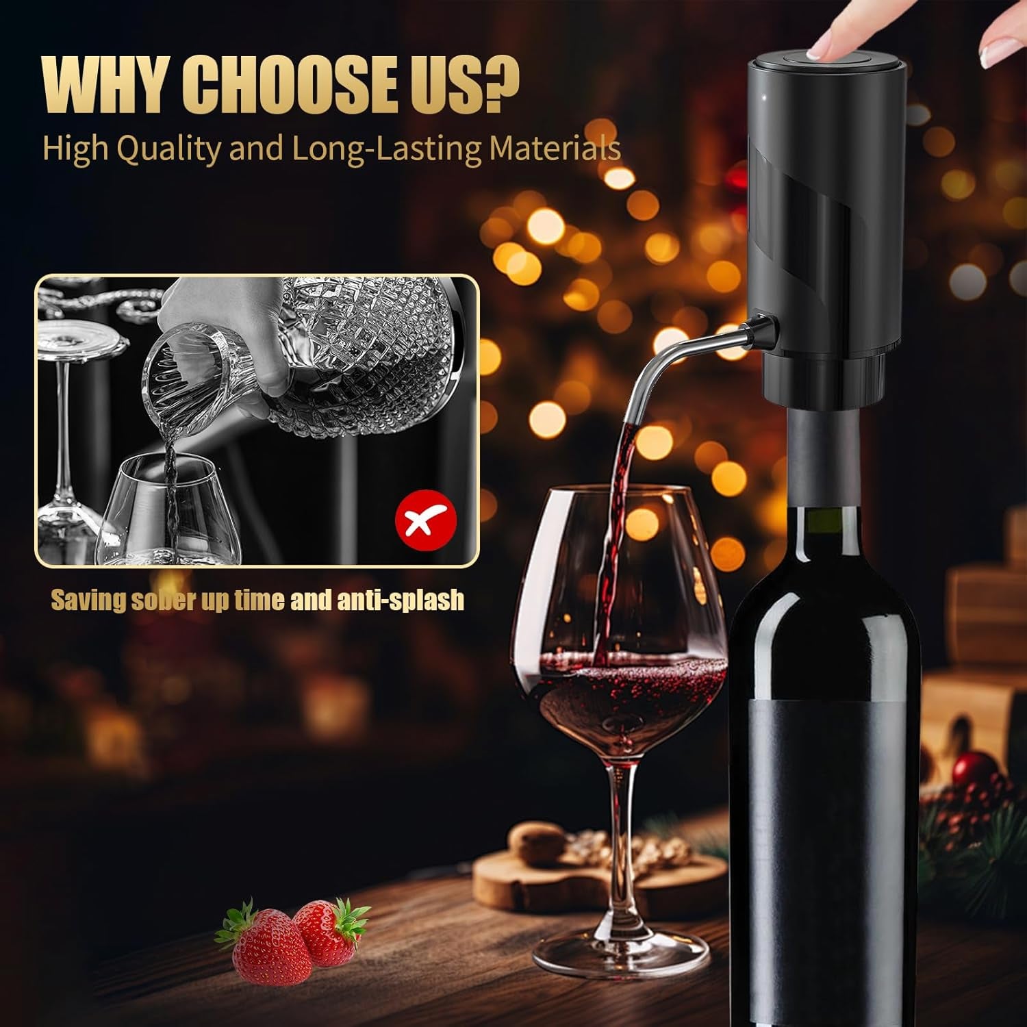 Wine Aerator Electric Wine Decanter Automatic Wine Aerator Portable One Touch Wine Dispenser Rechargeable Wine Pourer Wine Gifts for Wine Lovers and Parties