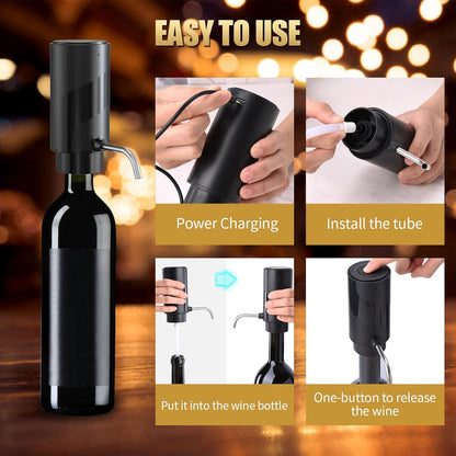 Wine Aerator Electric Wine Decanter Automatic Wine Aerator Portable One Touch Wine Dispenser Rechargeable Wine Pourer Wine Gifts for Wine Lovers and Parties